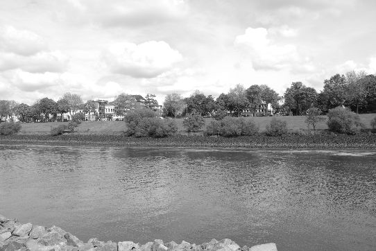 view of the right bank and a big sector of the water area