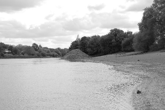 a view of the hill from the opposite side of the bank