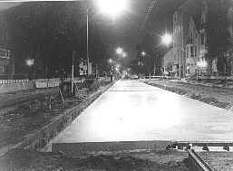 Fertige Fundamente der Stra&szlig;enbahn