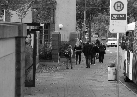A view of a bus stop in Bremen